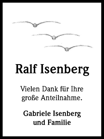 Anzeige von Ralf Isenberg von Kölner Stadt-Anzeiger / Kölnische Rundschau / Express