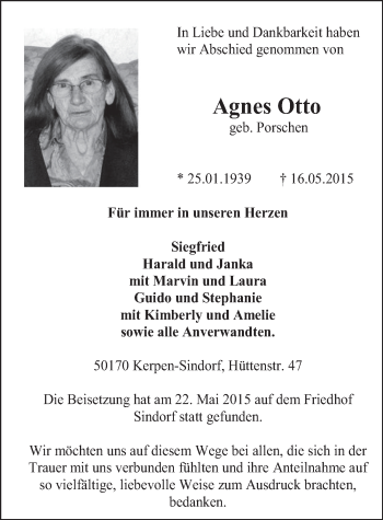 Anzeige von Agnes Otto von  Werbepost 