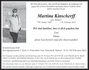 Anzeige von Martina Kinscherff von  Werbepost 