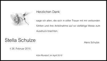 Anzeige von Stella Schulze von  Kölner Wochenspiegel 