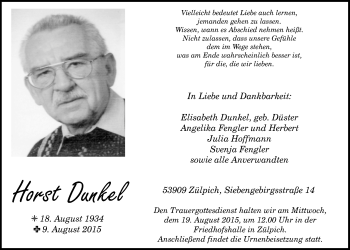 Anzeige von Horst Dunkel von  Blickpunkt Euskirchen 