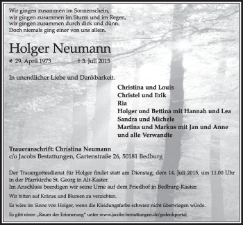 Anzeige von Holger Neumann von  Sonntags-Post 