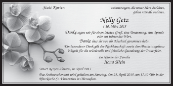 Anzeige von Nelly Getz von  Sonntags-Post 