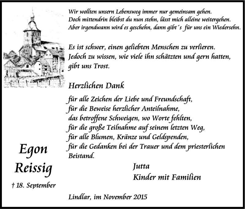  Traueranzeige für Egon Reissig vom 07.11.2015 aus Kölner Stadt-Anzeiger / Kölnische Rundschau / Express