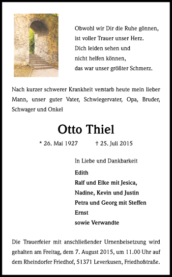 Anzeige von Otto Thiel von Kölner Stadt-Anzeiger / Kölnische Rundschau / Express