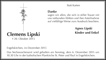 Anzeige von Clemens Lipski von  Anzeigen Echo 