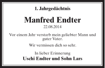 Anzeige von Manfred Endter von  Schaufenster/Blickpunkt 