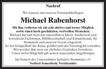 Anzeige von Michael Rabenhorst von  Wochenende 