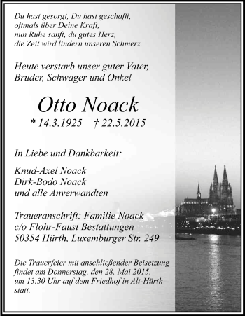 Anzeige von Otto Noack von Kölner Stadt-Anzeiger / Kölnische Rundschau / Express