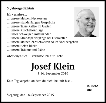 Anzeige von Josef Klein von Kölner Stadt-Anzeiger / Kölnische Rundschau / Express