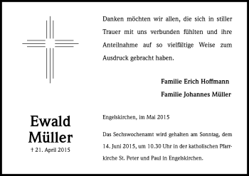 Anzeige von Ewald Müller von Kölner Stadt-Anzeiger / Kölnische Rundschau / Express