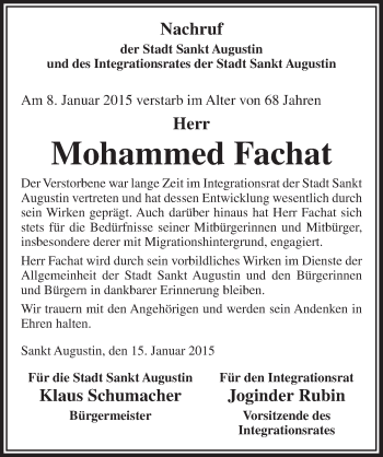 Anzeige von Mohammed Fachat von  Extra Blatt 