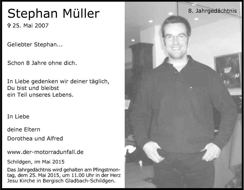 Traueranzeige für Stephan Müller vom 20.05.2015 aus Kölner Stadt-Anzeiger / Kölnische Rundschau / Express