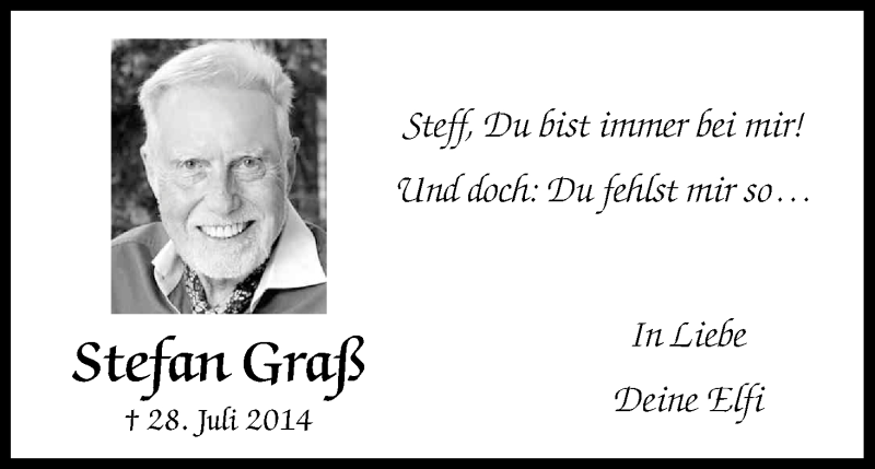  Traueranzeige für Stefan Graß vom 28.07.2015 aus Kölner Stadt-Anzeiger / Kölnische Rundschau / Express