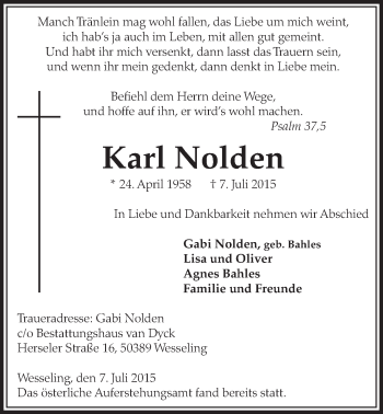 Anzeige von Karl Nolden von  Schlossbote/Werbekurier 