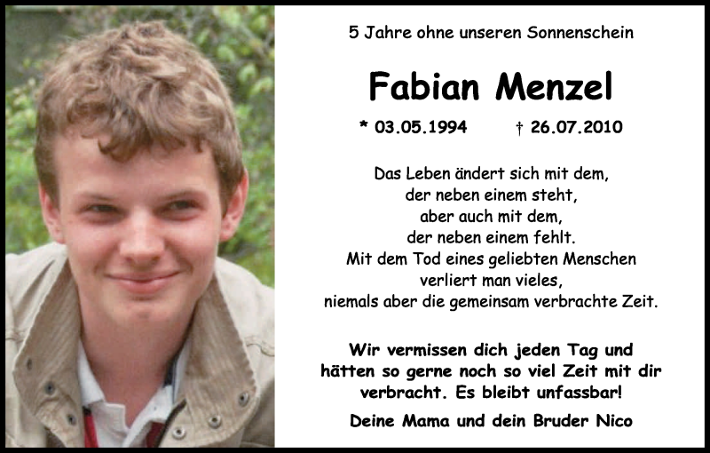  Traueranzeige für Fabian Menzel vom 25.07.2015 aus Kölner Stadt-Anzeiger / Kölnische Rundschau / Express