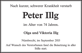 Anzeige von Peter Illg von  Lokalanzeiger 