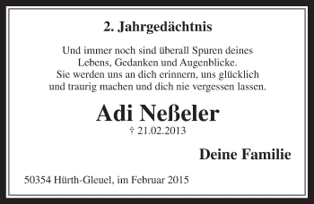 Anzeige von Adi Neßeler von  Wochenende  Werbepost 
