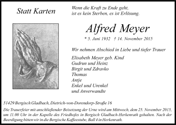 Anzeige von Alfred Meyer von Kölner Stadt-Anzeiger / Kölnische Rundschau / Express