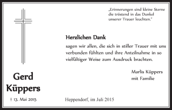 Anzeige von Gerd Küppers von  Werbepost 