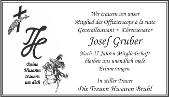 Anzeige von Josef Gruber von  Schlossbote/Werbekurier 