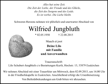 Anzeige von Wilfried Jungbluth von  Blickpunkt Euskirchen 