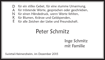 Anzeige von Peter Schmitz von  Schaufenster/Blickpunkt 