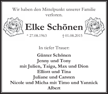 Anzeige von Elke Schönen von  Wochenende 