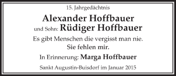 Anzeige von Alexander und Rüdiger Hoffbauer von  Extra Blatt 