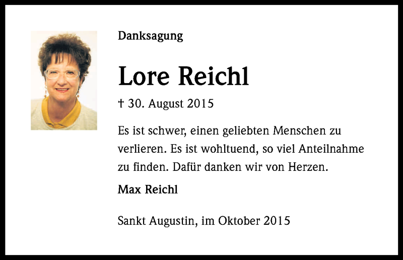  Traueranzeige für Lore Reichl vom 10.10.2015 aus Kölner Stadt-Anzeiger / Kölnische Rundschau / Express