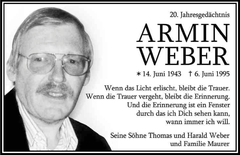  Traueranzeige für Armin Weber vom 06.06.2015 aus Kölner Stadt-Anzeiger / Kölnische Rundschau / Express