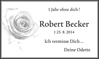 Anzeige von Robert Becker von  Leverkusener Wochenende 