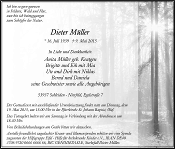 Anzeige von Dieter Müller von Kölner Stadt-Anzeiger / Kölnische Rundschau / Express
