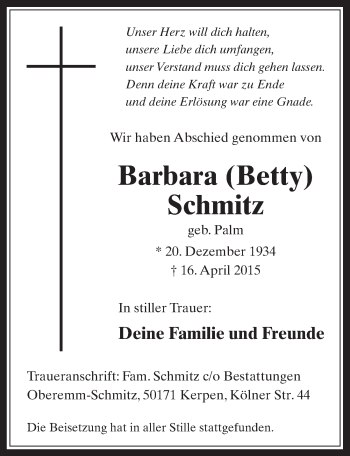Anzeige von Barbara Schmitz von  Werbepost 