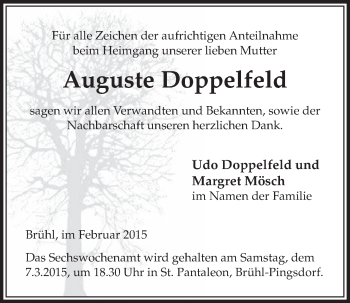 Anzeige von Auguste Doppelfeld von  Schlossbote/Werbekurier 