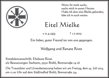 Anzeige von Eitel Mielke von  Schlossbote/Werbekurier 