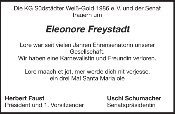 Anzeige von Eleonore Freystadt von  Schlossbote/Werbekurier 