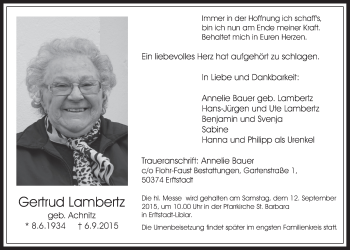 Anzeige von Gertrud Lambertz von  Werbepost 
