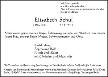 Anzeige von Elisabeth Schul von  Schlossbote/Werbekurier 