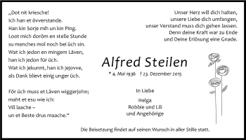 Anzeige von Alfred Steilen von Kölner Stadt-Anzeiger / Kölnische Rundschau / Express