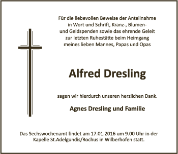 Anzeige von Alfred Dresling von  Extra Blatt 