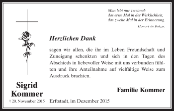 Anzeige von Sigrid Kommer von  Werbepost 