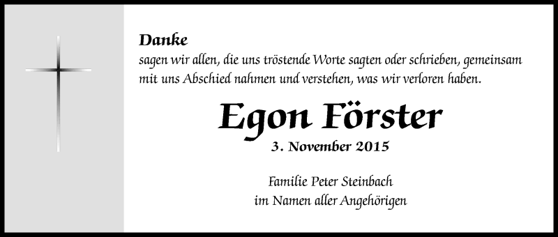  Traueranzeige für Egon Förster vom 19.12.2015 aus Kölner Stadt-Anzeiger / Kölnische Rundschau / Express