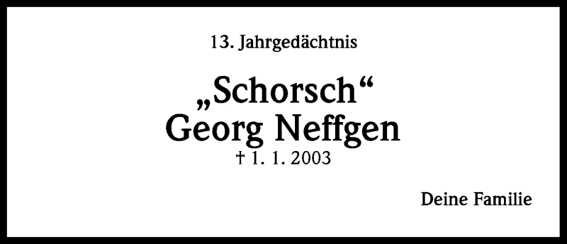  Traueranzeige für Georg Neffgen vom 31.12.2015 aus Kölner Stadt-Anzeiger / Kölnische Rundschau / Express