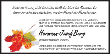 Anzeige von Hermann-Josef Berg von  Werbepost 
