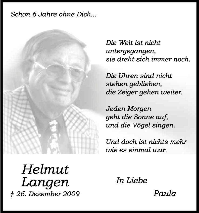  Traueranzeige für Helmut Langen vom 18.07.2023 aus Kölner Stadt-Anzeiger / Kölnische Rundschau / Express