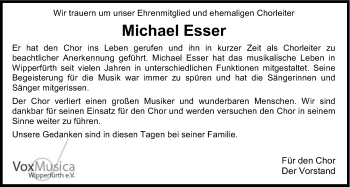 Anzeige von Michael Esser von Kölner Stadt-Anzeiger / Kölnische Rundschau / Express