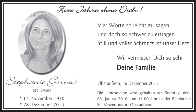  Traueranzeige für Stephanie Gernac vom 18.07.2023 aus  Sonntags-Post 