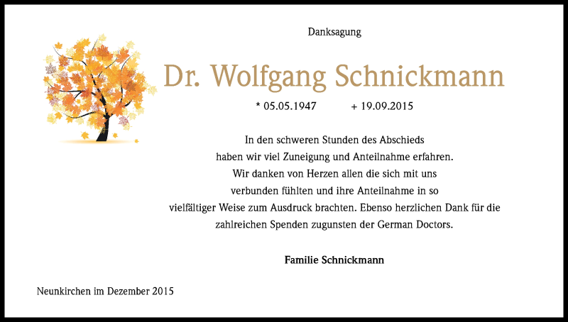  Traueranzeige für Wolfgang Schnickmann vom 30.12.2015 aus Kölner Stadt-Anzeiger / Kölnische Rundschau / Express