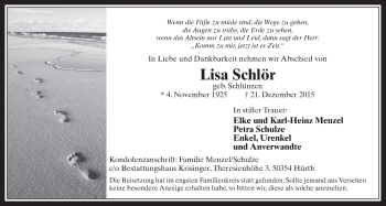 Anzeige von Lisa Schlör von  Wochenende 